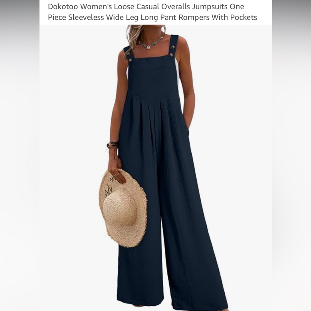 Dokotoo Women's Navy Wide-Leg Jumpsuit